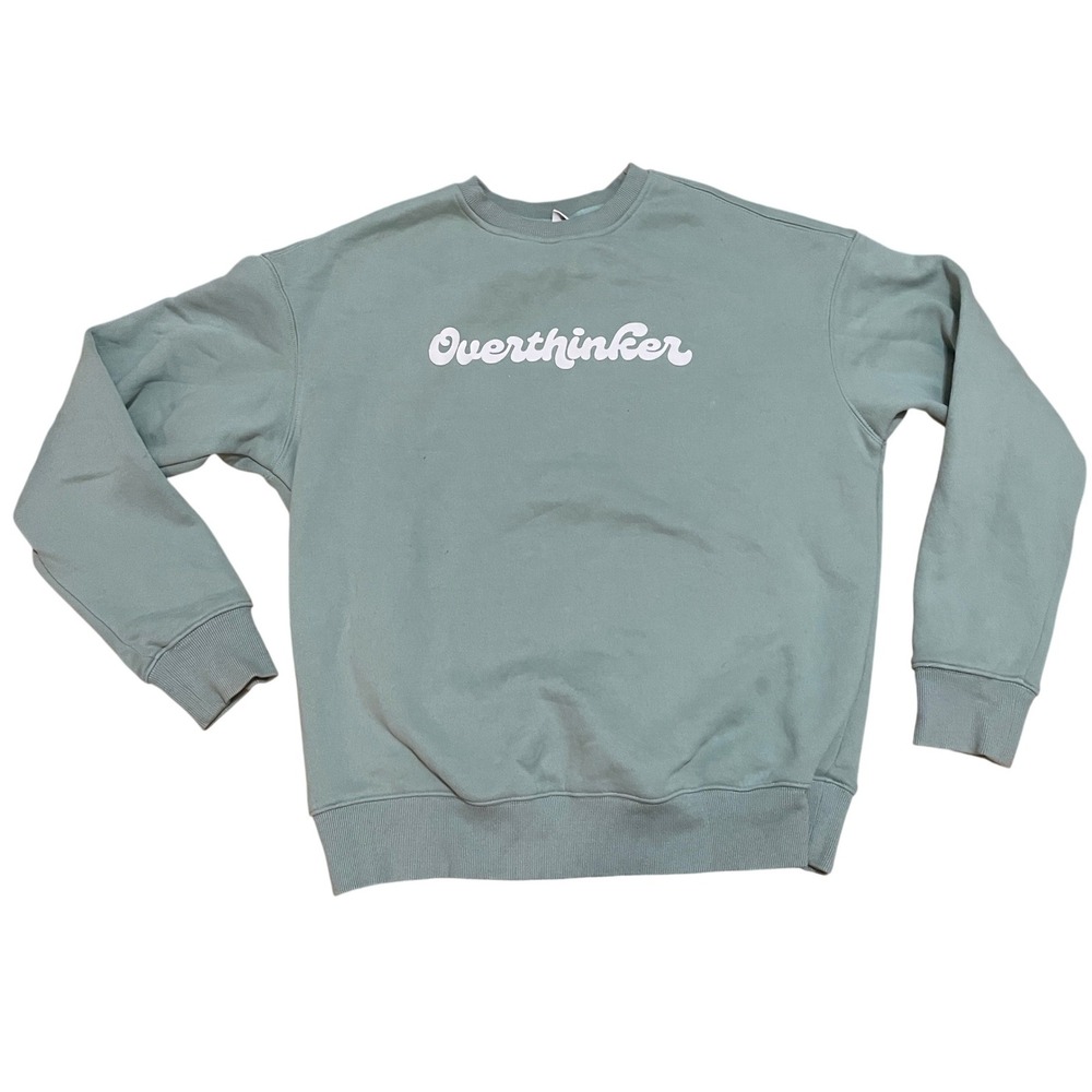 See The Way I See Lg OVERTHINKER Sage Green Crew Neck Sweatshirt‎ Breathe In Out